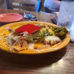 This is a picture of our appetizer- meaty loaded nachos.