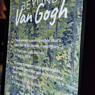 a sign for beyond van gogh
