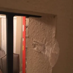 a view of a living room through a window