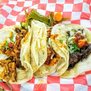 Pork, chicken and barbacoa