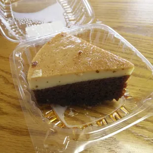 Chocolate cake and flan
