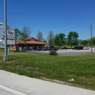 Noticeable from 50 Hwy as long as you are going west on 50 Hwy. Watch for sign coming from west.