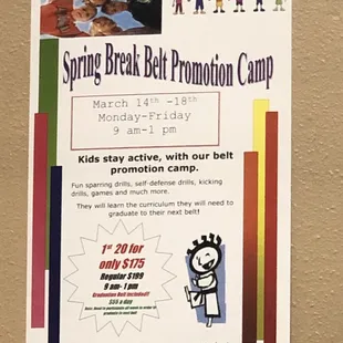 2022 Spring Break Belt Promotion Camp