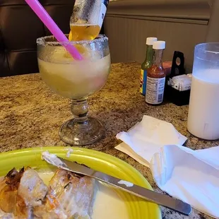 Rosarita's, cold beer in an even colder mug, dressed with salt snd lime if you like.