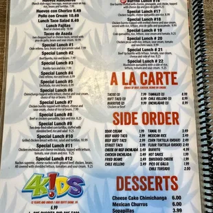 2024 menu: lunches, sides, and desserts