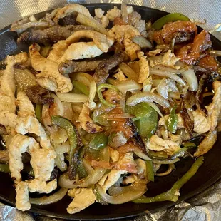 Mixed fajita (chicken, beef, onions, and peppers)