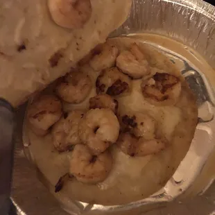 Shrimp quesadilla with like no cheese