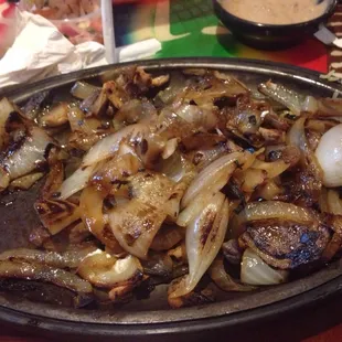 Fajitas Texanas with mostly onion, not very happy!