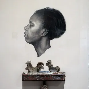 Whitfield Lovell; Kin XLVI (Follie); 2011; conte crayon drawing, shooting gallery target