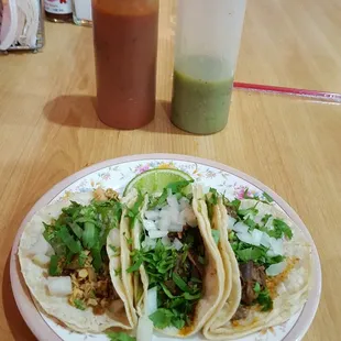 Goat and chicken tacos