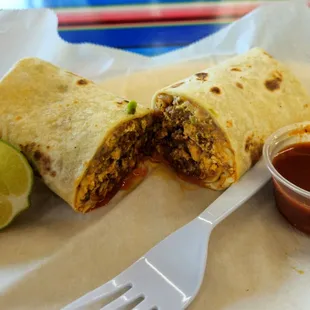 Amazing small Breakfast Chorizo Burrito!