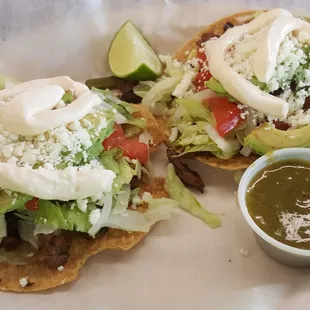Killer Asada Tostsdas at $2.99 each. Grab a beer out of the cooler and it doesn't get much better!