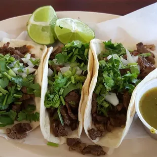 Delicious beef Street Tacos! Everyone in the restaurant was speaking Spanish but me. Can you say Gringo!