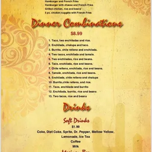 a menu for a mexican restaurant