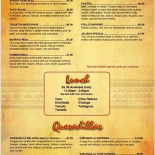 a menu for a mexican restaurant