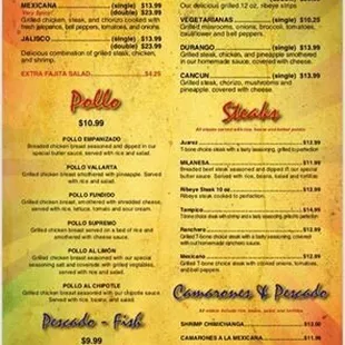 a menu for a mexican restaurant