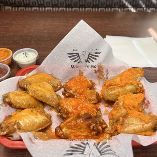 Spicy garlic, Spicy Garlic Parmesan and extra hot buffalo