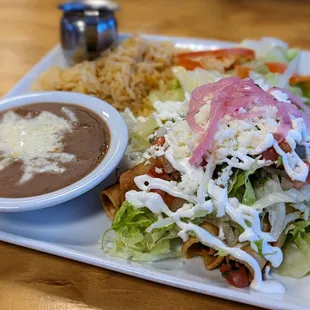 Flautas + rice &amp; beans
