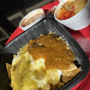 Chilaquiles with Green Chile Verde &amp; Green Tomatillo sauce