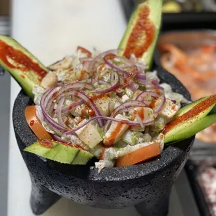 a bowl of food