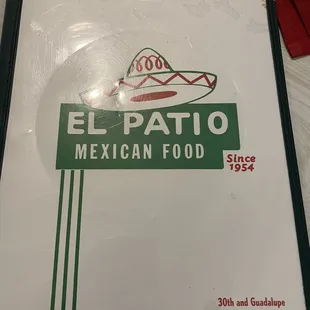 Menu cover