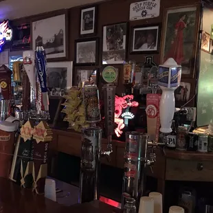 a row of beer taps