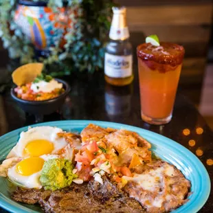 El Patio House Breakfast with an ice-cold Michelada