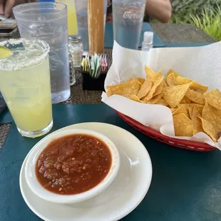 Chips Salsa and Chips with a house margarita