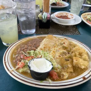 Green chile chicken enchiladas