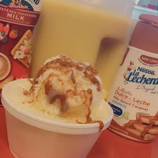 Raspado natural vainilla con lechera