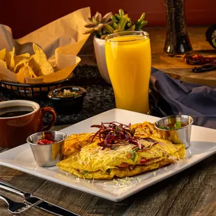 Denver Omelet with Ham, onions, bell peppers and cheese.