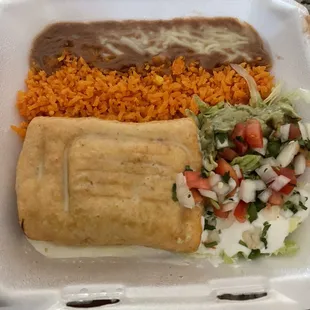Chimichanga dinner take out! Super good I've ordered this twice now.