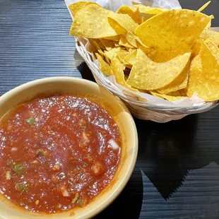 Complimentary chips and salsa. The Salsa has a nice kick.
