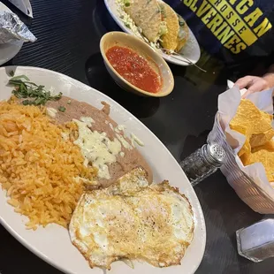 My Lunch Special No.3 Lunch Special and 3 beef tacos and chips and salsa