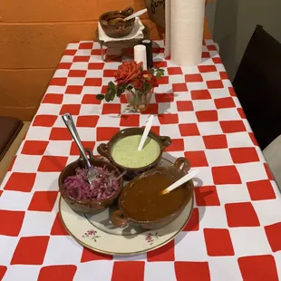 a red and white checkered table cloth