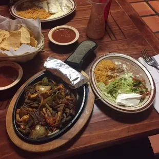 Chicken and beef fajitas