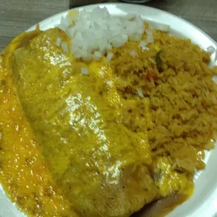 Student Plate (Burrito) with rice.