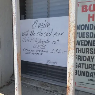FYI their closed until August 12th