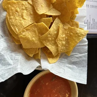 Warm, perfectly crispy, not greasy chips and salsa delivered to our table as soon as we sat down.