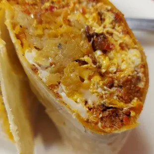 Breakfast burrito with chorizo