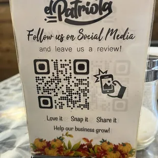 They also have.a scan able menu on the table.