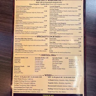 Drink menu.