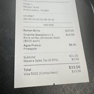 Receipt for transparency