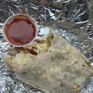 Bacon breakfast burrito