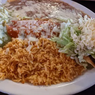 Three Amigos.  Burrito, enchilada, beef taco.