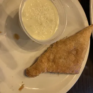 Chicken empanada with cheese dip