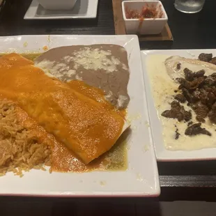 Burrito Cancun and chile relleno
