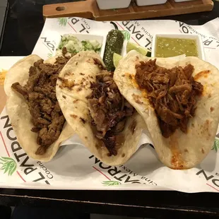 3 Tacos a la Parrilla (Asada/Carnitas/Barbacoa)