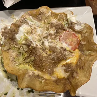 This is my fresh grease soup... supposed to be a taco salad. Barf