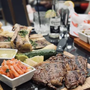 Steak and bone marrow dish